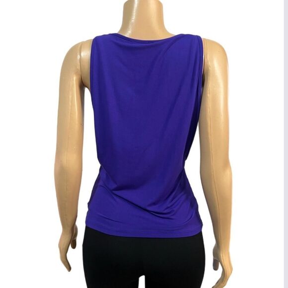 Bebe NWT Rhinestone Bebe logo 2 in 1 tank top and built in bra purple Large - Picture 3 of 5